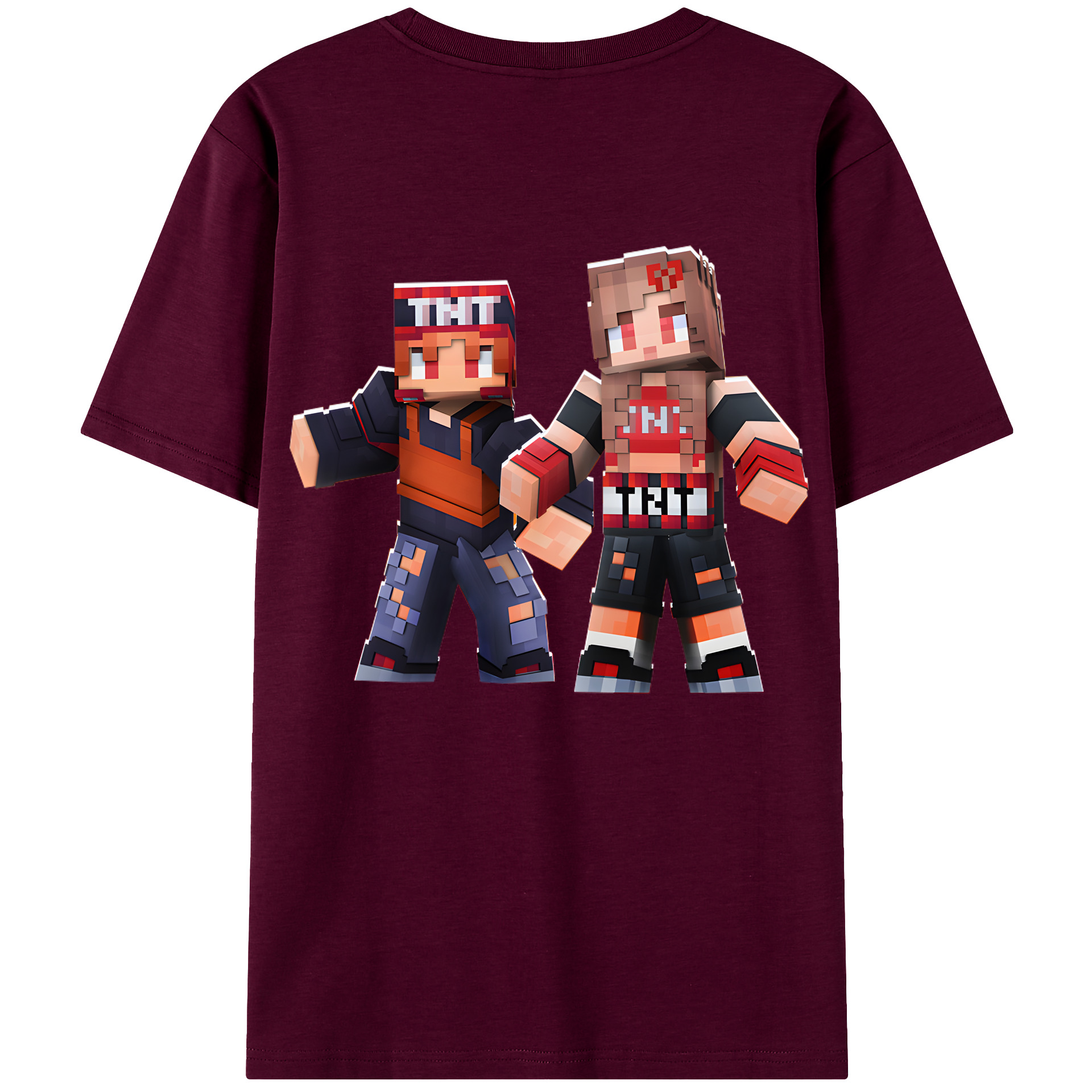 （画像用） マインクラフト ブロックの世界 Minecraft MC Block world レディース半袖Tシャツ(バックプリント)